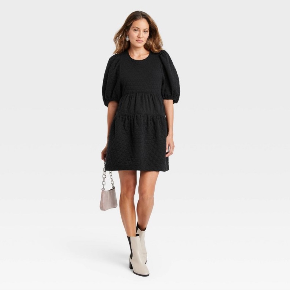 Black baby doll quilted dress